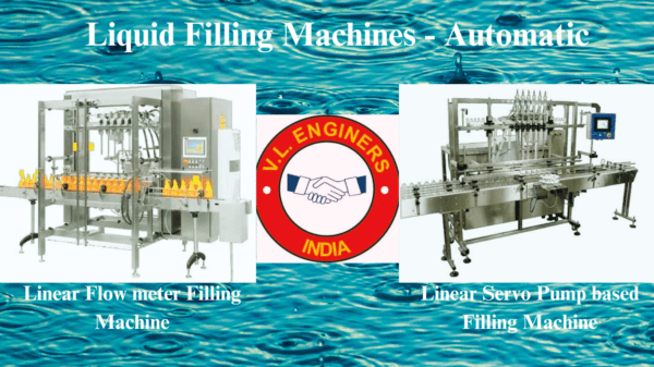 Automatic liquid filling machines displayed